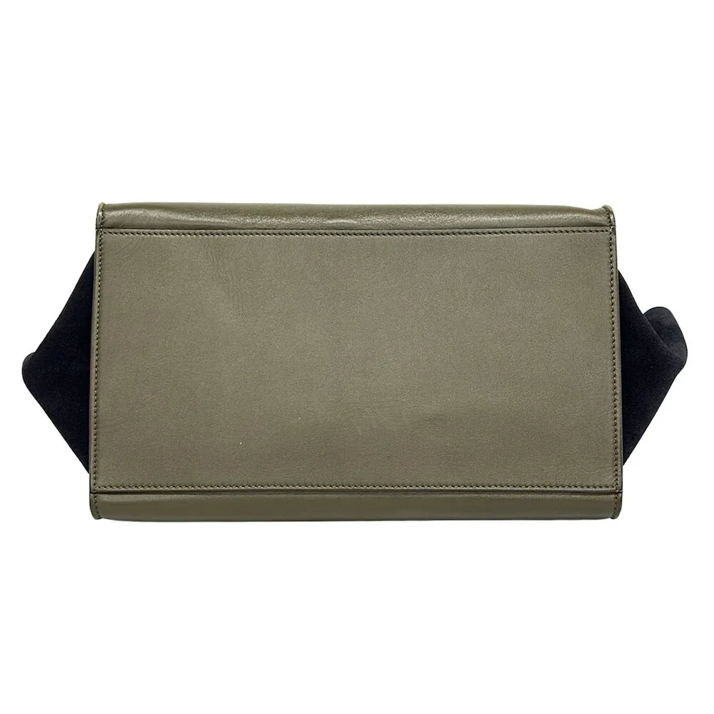 Celine Trapeze Medium Handbag Cream Khaki Gray Dark Navy Leather Suede